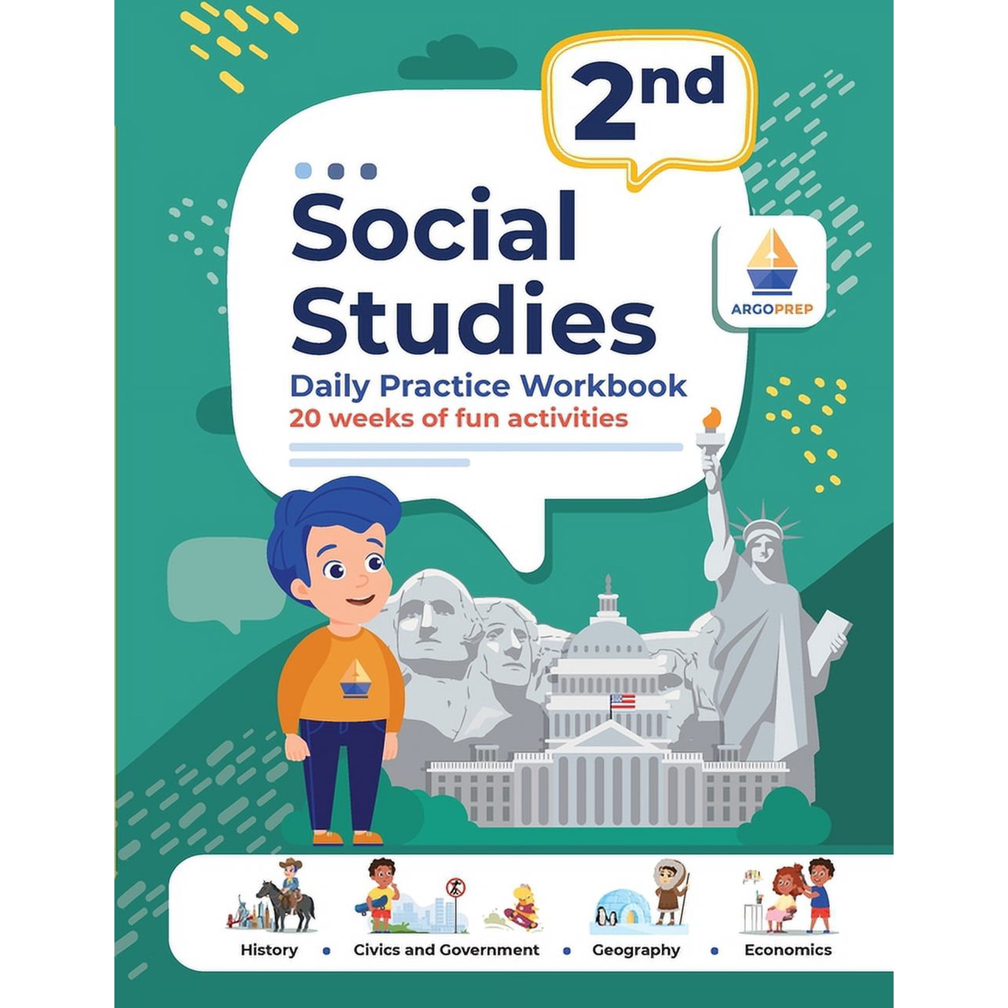 2nd Grade Social Studies: Daily Practice Workbook 20 Weeks of Fun Activities History Civic and Government Geography Econ, (Paperback)