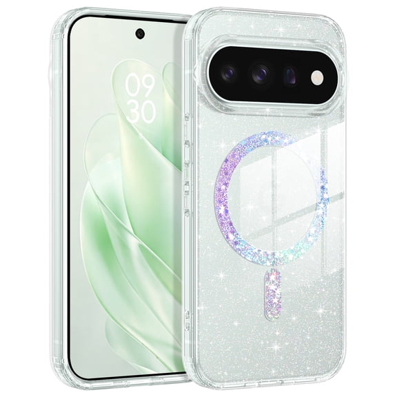 YINLAI Google Pixel 11 Pro XL Case Compatible with Mag-safe,Glitter Sparkle Slim Tpu Transparent Shockproof Protective Case for Google Pixel 11 Pro XL, Clear Glitter