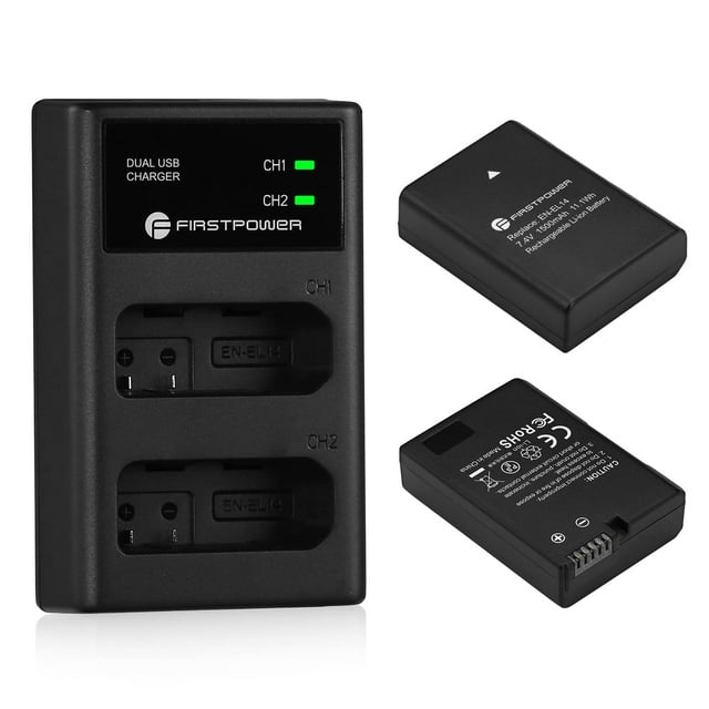 Batería y cargador USB dual para Nikon D3100 D3200 D3300 D3400 D3500 D5100 D5200 D5300 D5500 D5600 DF Coolpix P7000 P7100 P7700 P7800