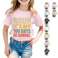 thumbnail image 1 of SUXIAN T-Shirts pour Enfants Mode Décontractée Imprimé Col Rond Ample Manches Courtes T-Shirt Haut Col Rond Hauts pour Filles Rose_002 10-11 Ans, 1 of 5