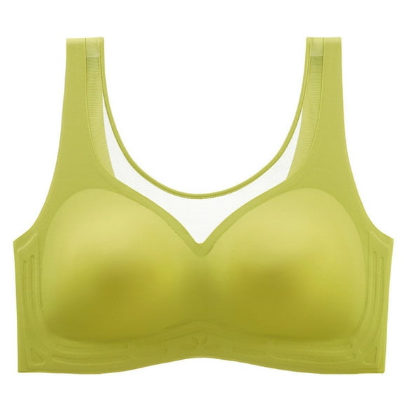 BLVB Womens Seamless Bras Wireless Full Coverage Padded Bra Comfort Support Everyday Sleep Bras Yellow