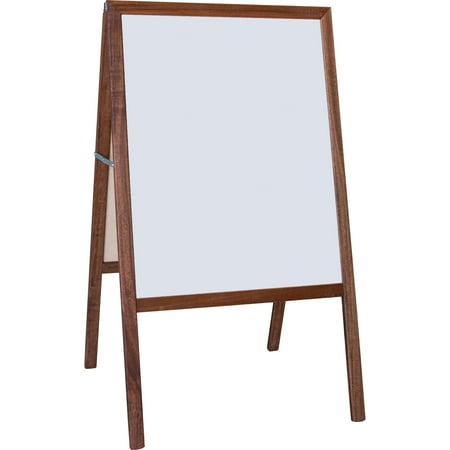 Flipside Products Stained Marquee Easel with White Dry Erase and Black Chalkboard, 42 Inch H x 24 Inch W