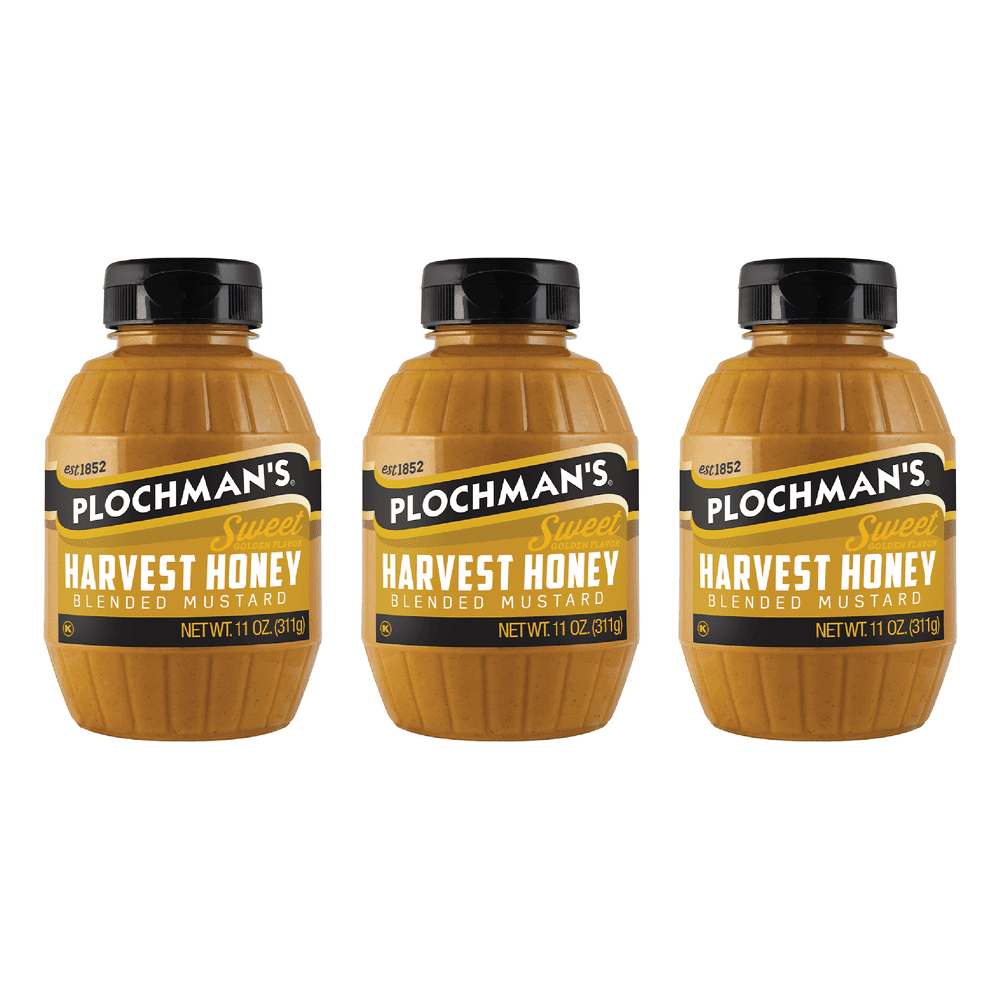 Plochman's Harvest Honey Blended Mustard, With 100 Real, Sweet Honey, 11 Ounces, 3Pack