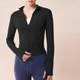 thumbnail image 4 of TMOYZQ Women's Workout Jacket Full Zip Thickened Warm Athletic Jackets Long Sleeve Slim Fit Tops Casual Lightweight Velvet Lined Cropped Active Yoga Tops, 4 of 7
