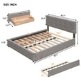 thumbnail image 6 of Bellemave Queen Size Platform Bed with 2 Storage Drawers and 1 Twin XL Trundle, Wooden Upholstered Queen Bed with Linen Fabric for Bedroom (Drak Beige), 6 of 9