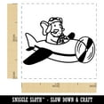 thumbnail image 2 of Elephant Flying an Airplane Plane Self-Inking Rubber Stamp Ink Stamper - Brown Ink - Small 1 Inch, 2 of 7
