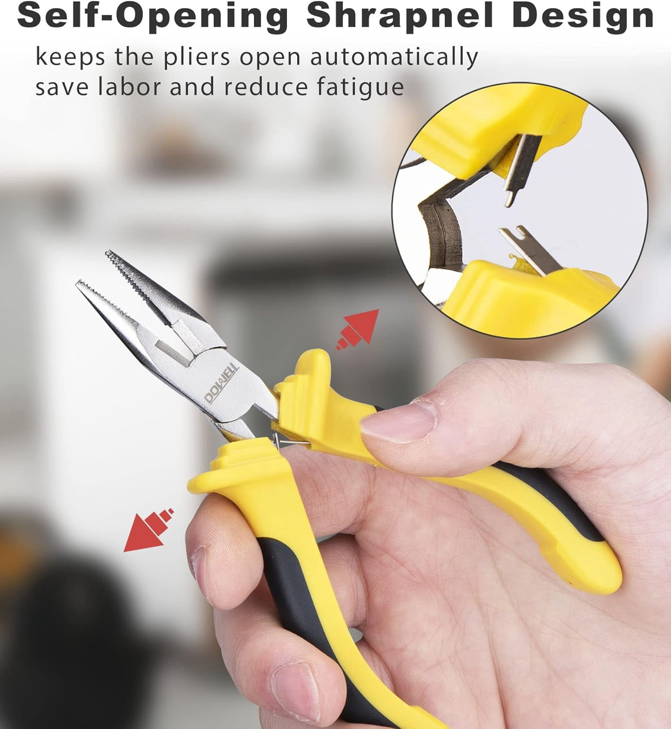 DOWELL 6-Piece Mini Pliers Set, Needle/Diagonal Long/Bent Nose End Cutting and Linesman for Making Crafts Repairing Electronic Devices with Pouch