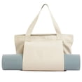 thumbnail image 1 of Bolsa con porta esterilla de yoga, bolsa de mano para pilates y bloque de yoga para mujer, bolsa de hombro de lona con bolsillo para gimnasio, oficina, viajes, 1 of 5