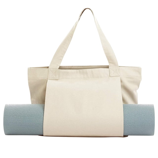 Bolsa con porta esterilla de yoga, bolsa de mano para pilates y bloque de yoga para mujer, bolsa de hombro de lona con bolsillo para gimnasio, oficina, viajes