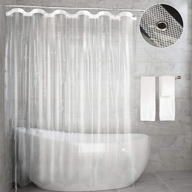 Clear shower curtain PEVA 72/" x 72/" Mildew and Mold Resistant Anti-bacterial 8G