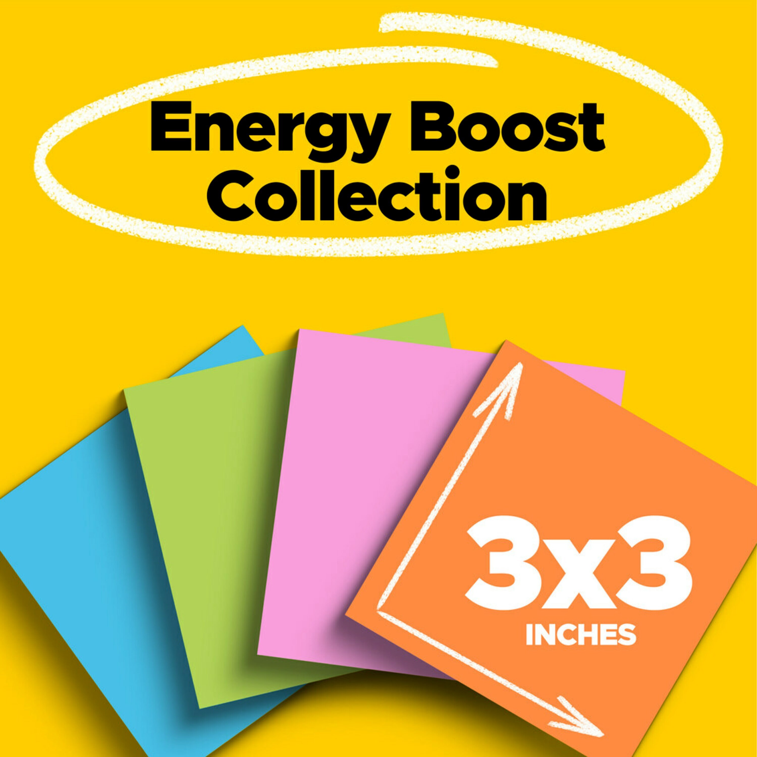 Post-it Super Sticky Notes, 3in x 3in, Energy Boost, 24 Pads