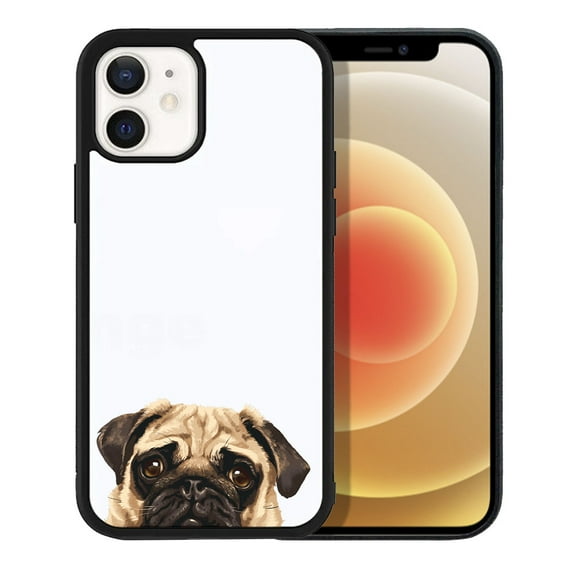 FINCIBO Soft Rubber Protector Cover Case for Apple iPhone 12 / 12 Pro 6.1" 2020 (NOT FIT Apple iPhone 12 Pro Max 6.7" 2020/iPhone 12 mini 5.4" 2020), Animal Pug Puppy Dog