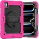 thumbnail image 1 of Funda para iPad Pro de 11 pulgadas (M4) 5.ª generación 2024, funda protectora resistente a los golpes con protector de pantalla, soporte giratorio de 360°, correa para mano/hombro, 1 of 9