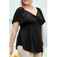 thumbnail image 6 of SHEWIN Women Dressy Tops Plus Size Tops Summer Short Sleeve Casual Light Weight Oversize Tunic Blouses Black 1X, 6 of 9