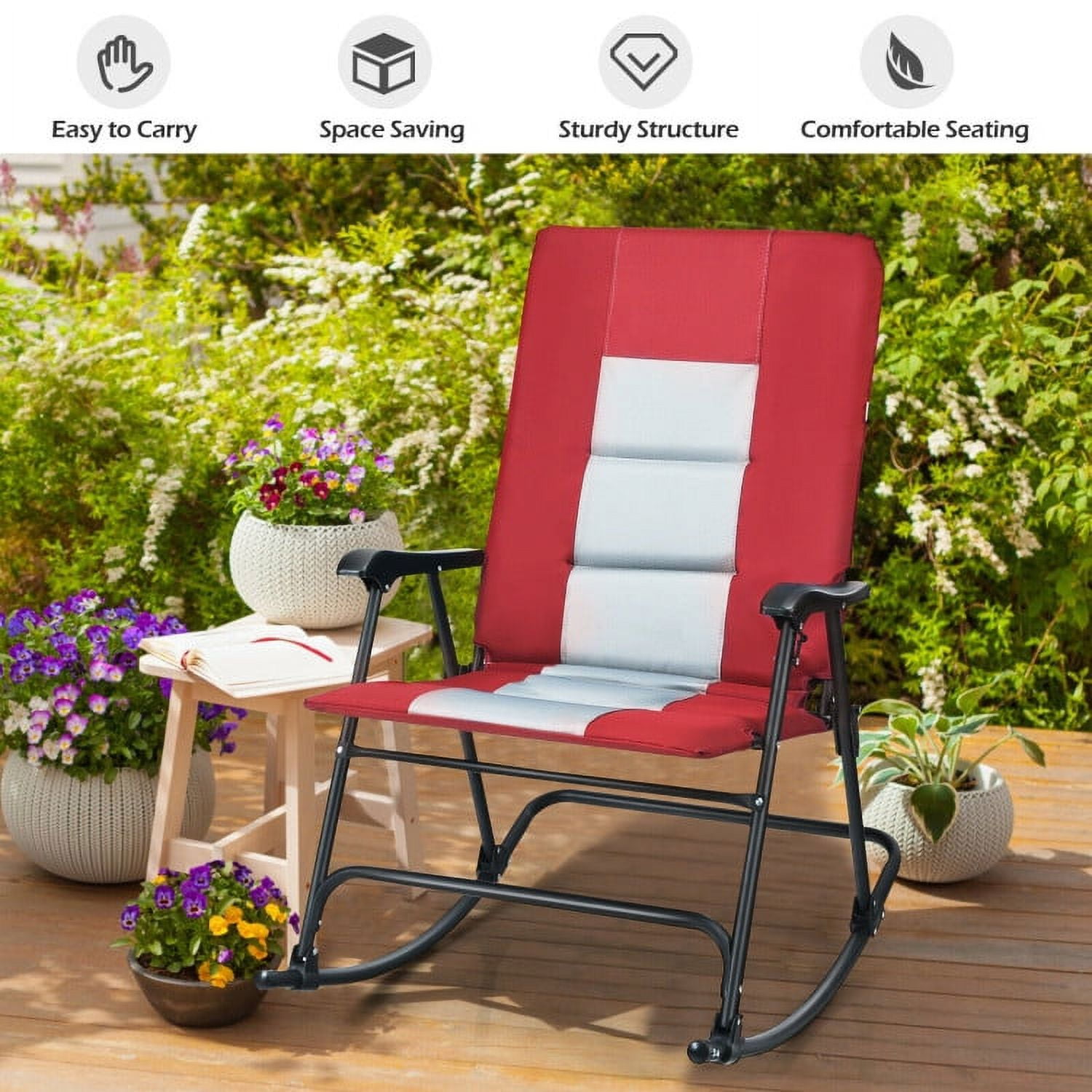Aimee Lii Outdoor Zero Gravity Folding Lounge Rocker, Comfortable, Red