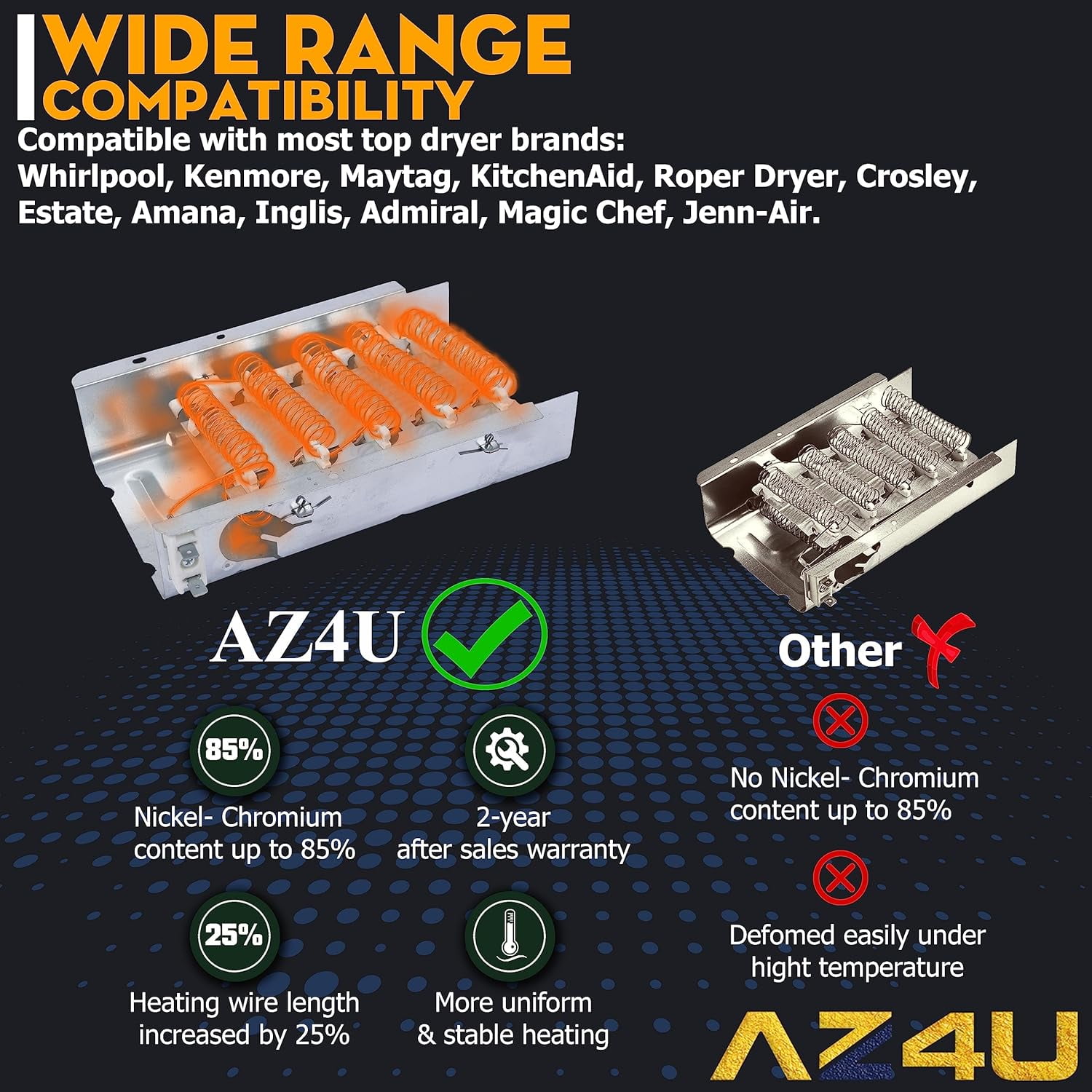 279838 Dryer Heating Element Replace 14210029 4531017 4617547 279837 With 3392519 Thermal Fuse 279816 Thermal Cut-Off Kit 3977767 3387134 Thermostat For Whirlpool, Kenmore, Roper, Amana, Kenmore