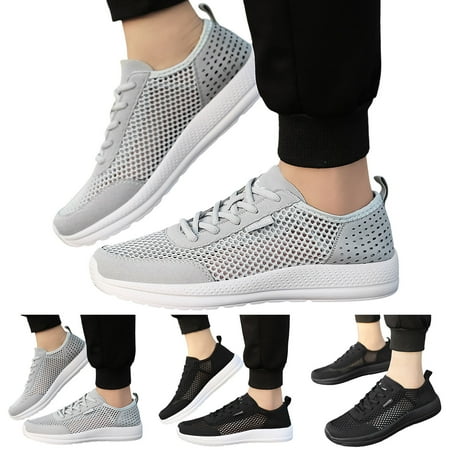 

Aayomet Mens Sneakers Men Sports Shoes Fashionable Summer New Pattern Hollow Mesh Breathable Comfortable And Simple Lace Up White 9.5