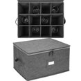 thumbnail image 4 of Cajas de almacenamiento, cajas de almacenamiento para copas de vino, contenedores para cristalería o cristal, capacidad para 12 copas de vino, tapa dura y laterales (gris), 4 of 5