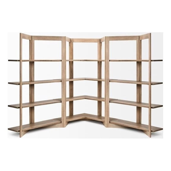 Pemberly Row 42Lx20Wx72H Light Brown Wood Four Shelf Shelving Unit