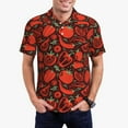 thumbnail image 3 of Balery Tomatoes And Chili Printed Men’s Short Sleeve Polo Shirt, Midweight Men's Shirt,Golf Polo shirts -X-Large, 3 of 9