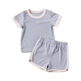 thumbnail image 3 of Ahuyic Summer Toddler Kids Casual Fashion Outfits, Boys And Girls Clothing Sets,Summer Boys And Girls Casual Solid Color Outfits Short Sleeve Round-Neck Blouses Shorts Sets, 3 of 5