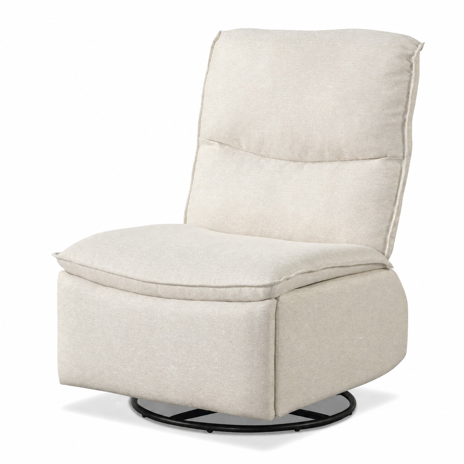 Furnibear 360 Degree Swivel Rocking Recliner Accent Chair with Cushioned Back Extendable Footrest and Metal Frame for Living Room and Nursery, Beige