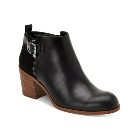 

STYLE & COMPANY Womens Black Cushioned Buckle Accent Zipper Accent Onyaa Round Toe Block Heel Zip-Up Dress Booties 6.5 M