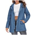 thumbnail image 2 of Turilly Womens Jackets Ladies Clearance, Women Hooded Waterproof Zipper Mid-length Windproof Waterproof Raincoat Jacket, 2 of 9