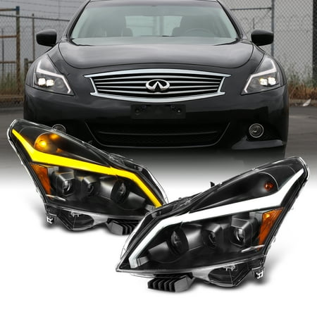 AKKON - For 2010-2013 G37/G25 2015 Q40 Sedan LED Sequential LED Signal Tube Projector Headlights