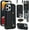 Black, variant on for iPhone 16/16 Pro/16 ProMax Case Premium Leather Flip Card Holder Photo Frame Wallet Case Equipped with Long Strap for Cross-Body Adjustable Wrist Strap Bracket,6 Color