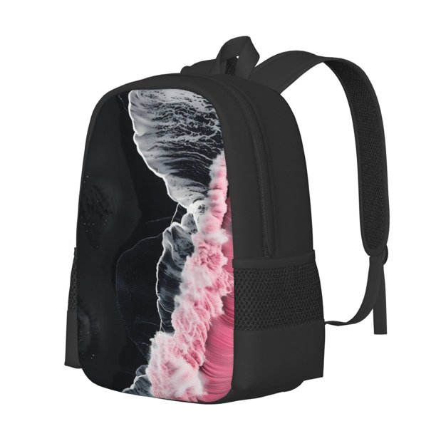 Disketp Pink White Ocean Waves Mochila Minimalista de Gran Capacidad, Mochila de Viaje para Escuela, Trabajo o Uso Diario