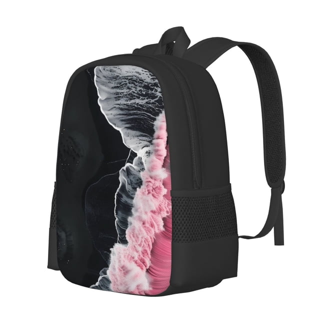 Easygdp Pink White Ocean Waves Mochila de Gran Capacidad Minimalista Ideal para Escuela, Viajes y Uso Diario