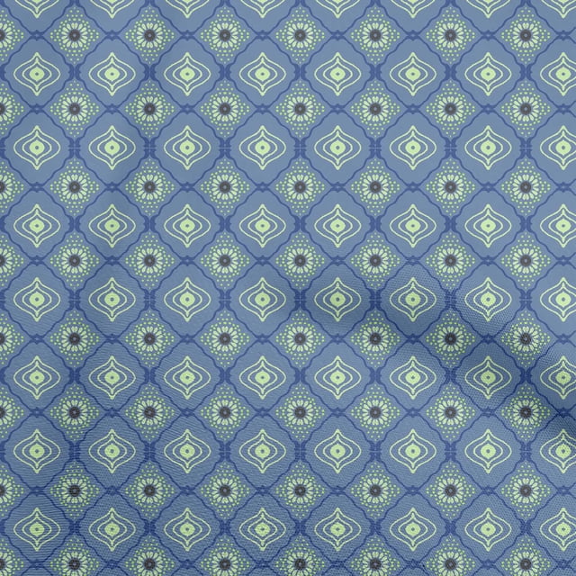 oneOone Cotton Flex Medium Blue Fabric Asian Traditional Block Sewing Craft Projects Fabric Prints By Yard 40 Inch Wide