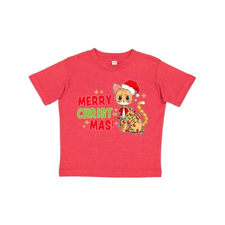 

Inktastic Merry Christmas Cute Cat with Colorful Lights Gift Toddler Boy or Toddler Girl T-Shirt