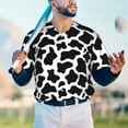 thumbnail image 4 of Fotbe Cow Print Black White Baseball Jersey Shirt for Men and Women, Casual Short Sleeves Button Down T-Shirt-X-Large, 4 of 9