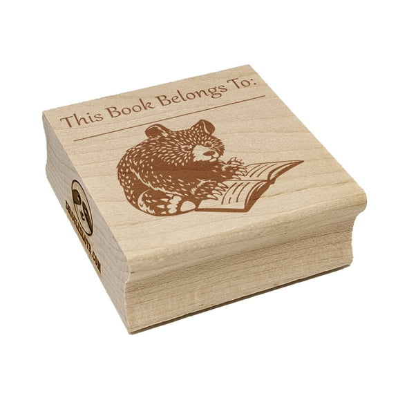 This Book Belongs to Baby Bear Reading Square Rubber Stamp Stamping Scrapbooking Crafting - Small 1.25in