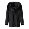 thumbnail image 6 of larppty Women's Velour Hooded Jacket Long Sleeve Half Zip Outerwear Soft Warm Velvet Jacket with Kangaroo Pocket (Black, XXL), 6 of 9