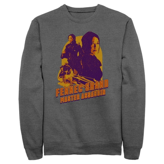 Men's Star Wars: The Book of Boba Fett Fennec Shand Master Assassin Sweatshirt Charcoal Heather X Large