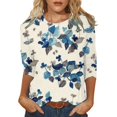 thumbnail image 3 of Gibobby Playera Termica Para Mujer Impreso Tie Dye manga larga damas Top cuello redondo camiseta S 2XL Tops（Beige， L), 3 of 4
