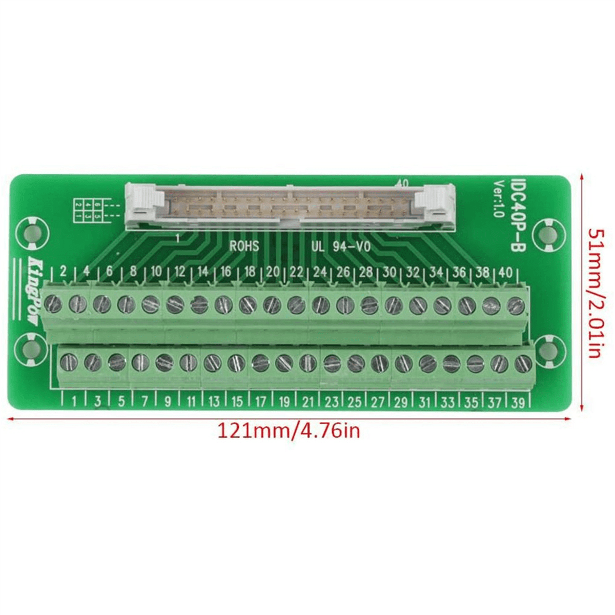 2X IDC40P 40Pin Connector Strip Breakout Board Terminal Block Plug PLC Interface with Bracket, for PLC, DIN Rail Mount