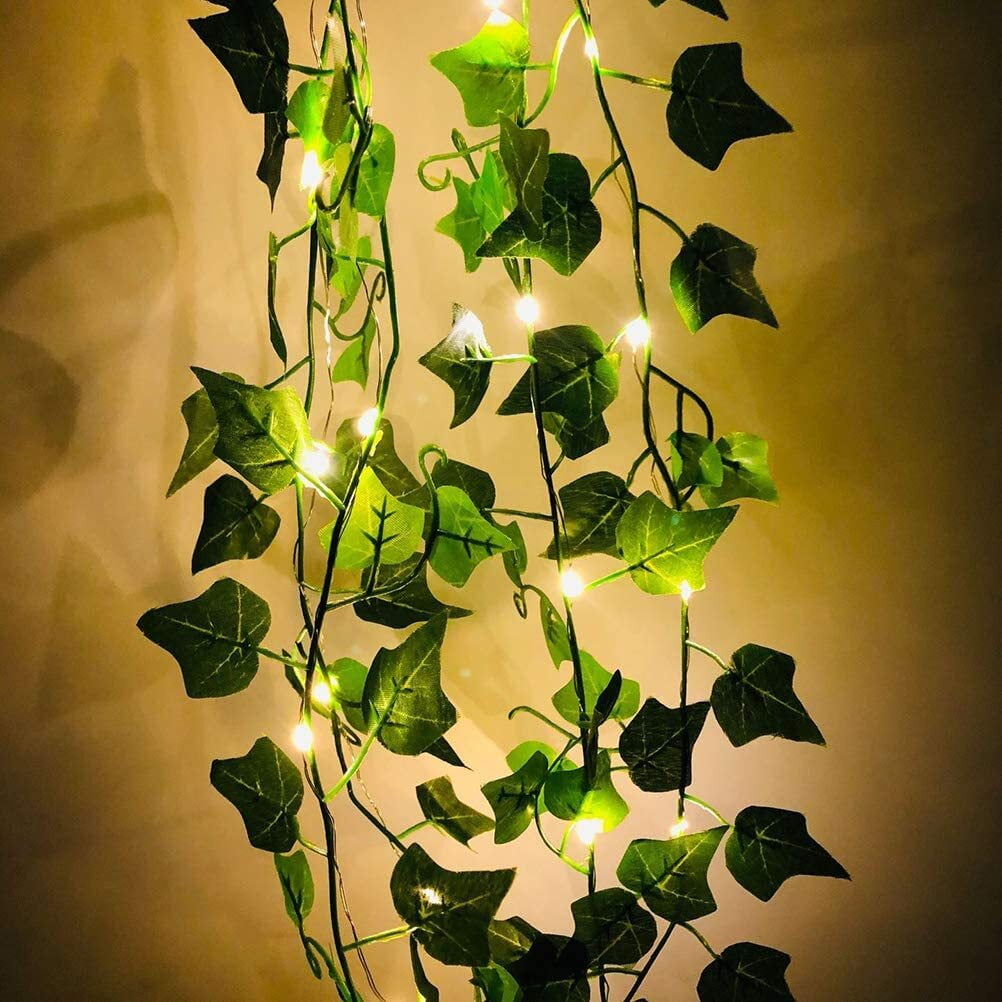 AIOR 12 Strands Fake Ivy Vines with 100 LEDs String Lights, 6.5 Ft  Artificial Ivy Garland Greenery Leaves UV Resistant Hanging Faux Plants for  Wedding Table Garden Backdrop Arch Wall Room Decor – BigaMart