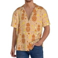 thumbnail image 3 of Naloa Pineapples Men's Loose Fit Cuban Collar Short-Sleeve Shirt with Button-down and Chest Pocket for Everyday Wear Outings - XX-Large, 3 of 7
