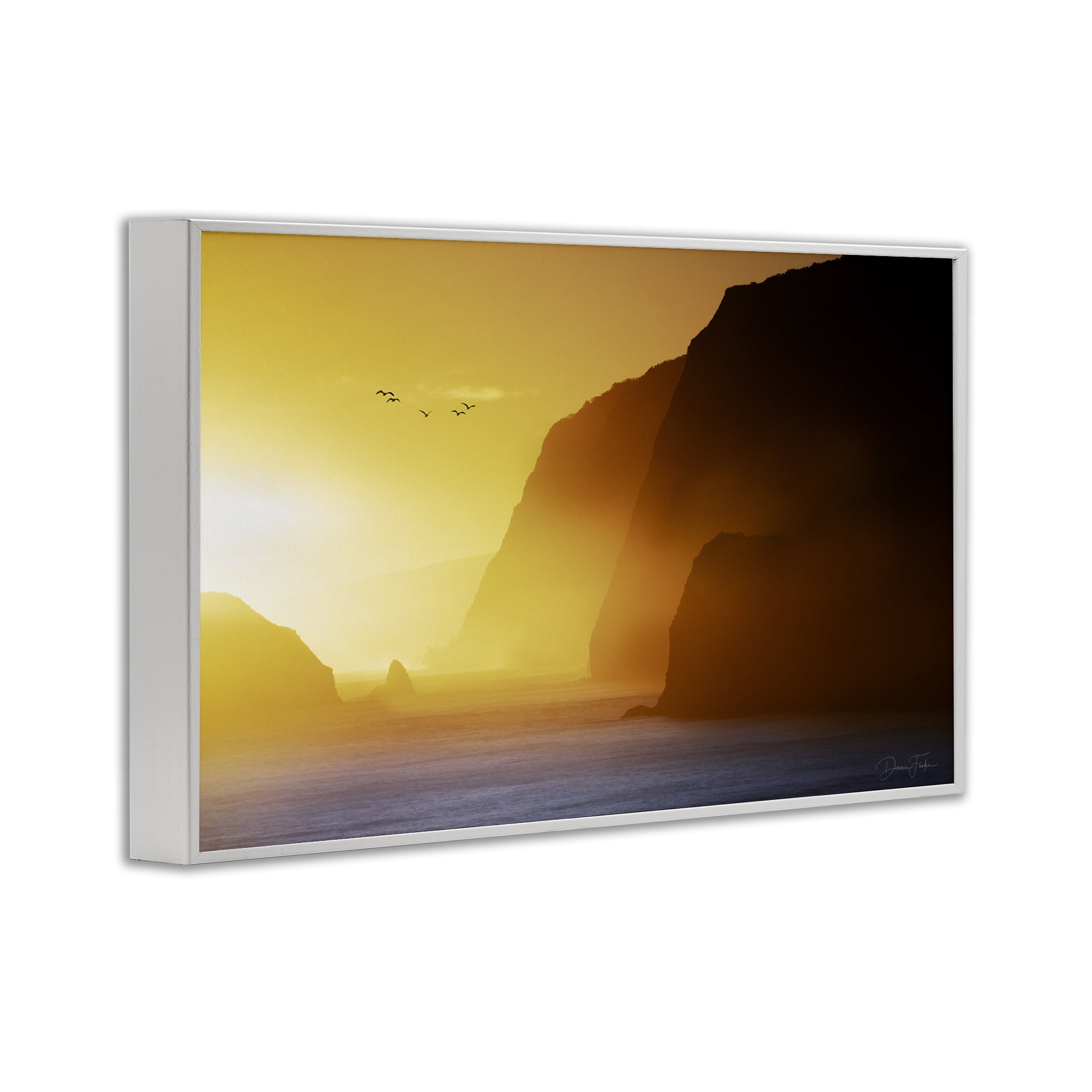Stupell Industries Bright Sunlit Cliffs Landscape Photography White Framed Art Print Wall Art, 24 x 16