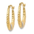thumbnail image 2 of FB Jewels 14K Yellow Gold & Rhodium Polished and Textured Hoop Earrings, 2 of 3