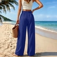thumbnail image 6 of Liuinsasek Womens Wide Leg Pants Solid-Color High-Waisted Casual Drawstring Pants Elastic Waistband with Ruffle Trim Lightweight and Comfortable, 6 of 6