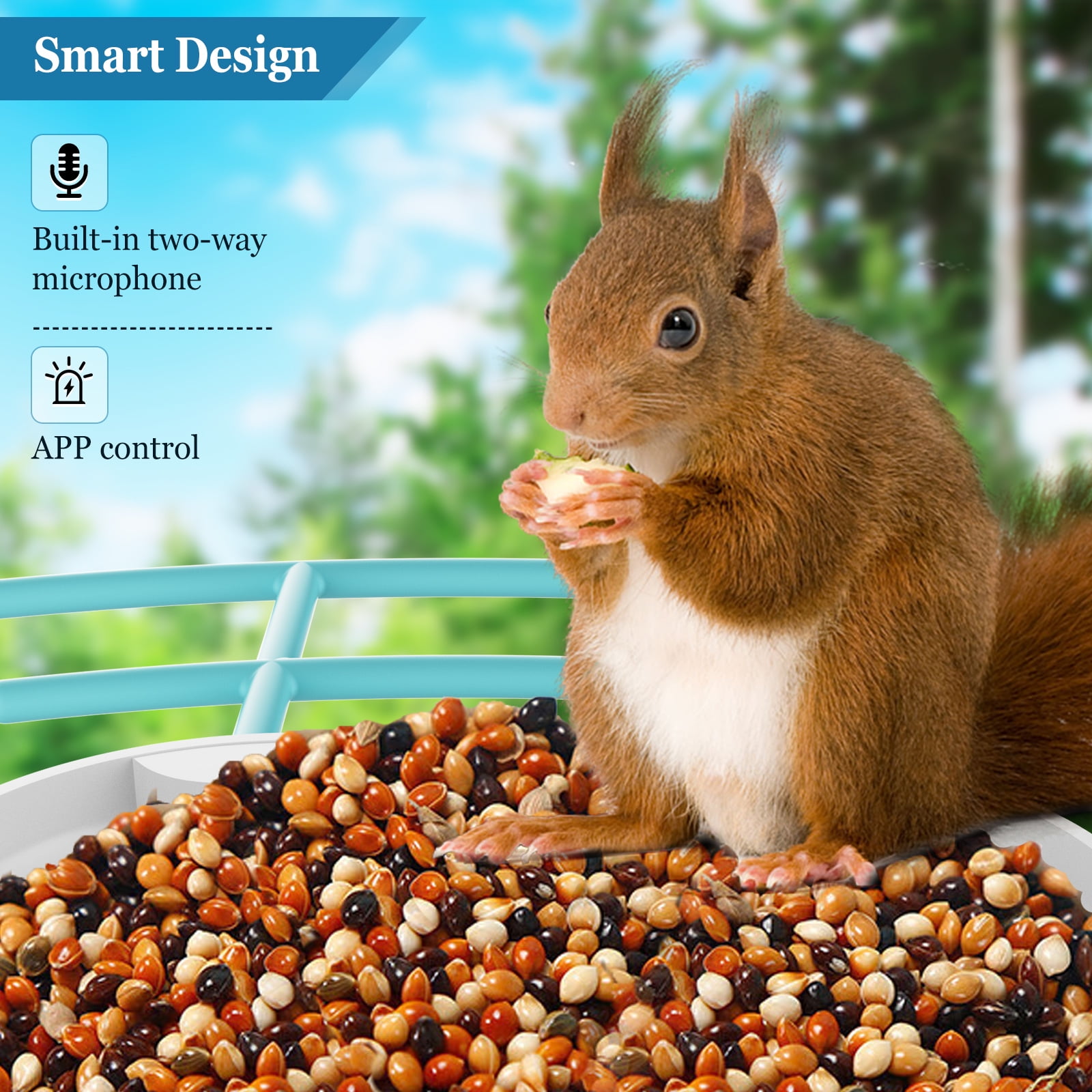 Naipo Bird Feeder, Camera for Automatic Bird Video Capture and Motion Detection, Solar-Powered Wireless Outdoor Device with 64G SD Card, Perfect Gift for Bird Enthusiasts