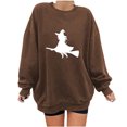 thumbnail image 2 of HKEJIAOI Halloween Hoodies for Femmes Manches Longues Col Rond Imprimé Graphique Moderne Halloween Célébration Esthétique Marron-A, 2 of 4