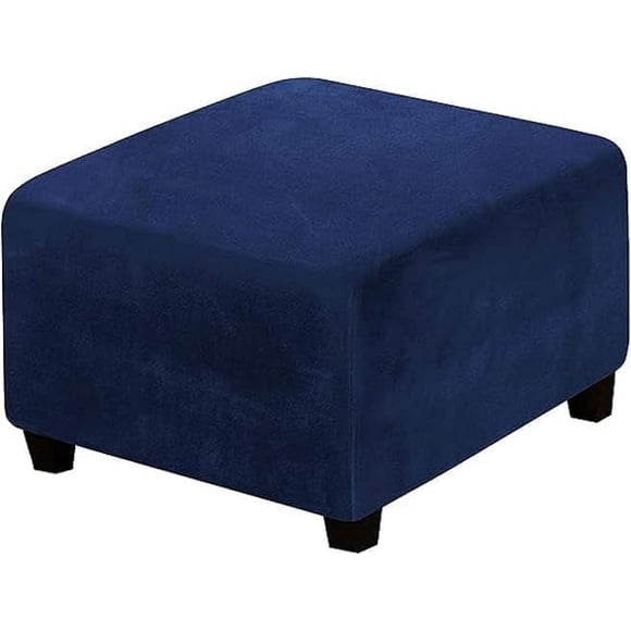 ORUYROP Housse Extensible pour Pouf Repose-Pieds, Housses pour Tabourets Carrés Housses pour Pouf en Velours Housse pour Pouf Repose-Pieds, Protège-Meubles pour Salon Chambre (Marine, Grand)