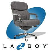 La-Z-Boy  Sutherland Quilted Leather Executive Office Chair - High Back with Lumbar Support Grey