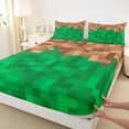 thumbnail image 3 of Castle Fairy Pixel Grid Miners Boy Queen Sheet Sets,Brown Green Plaid Bed Set, 3 of 7